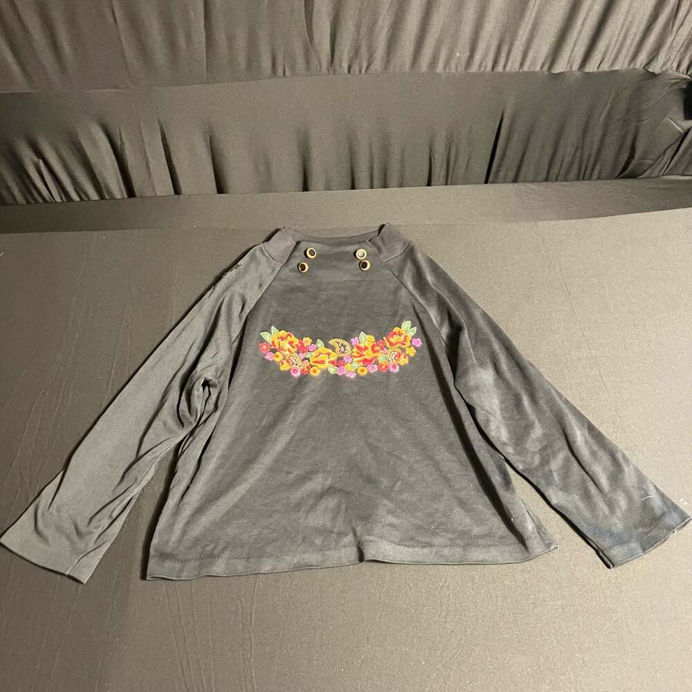 Fox Hollow Vintage Floral Embroidered Mock Neck Long Sleeve children’s Pullover